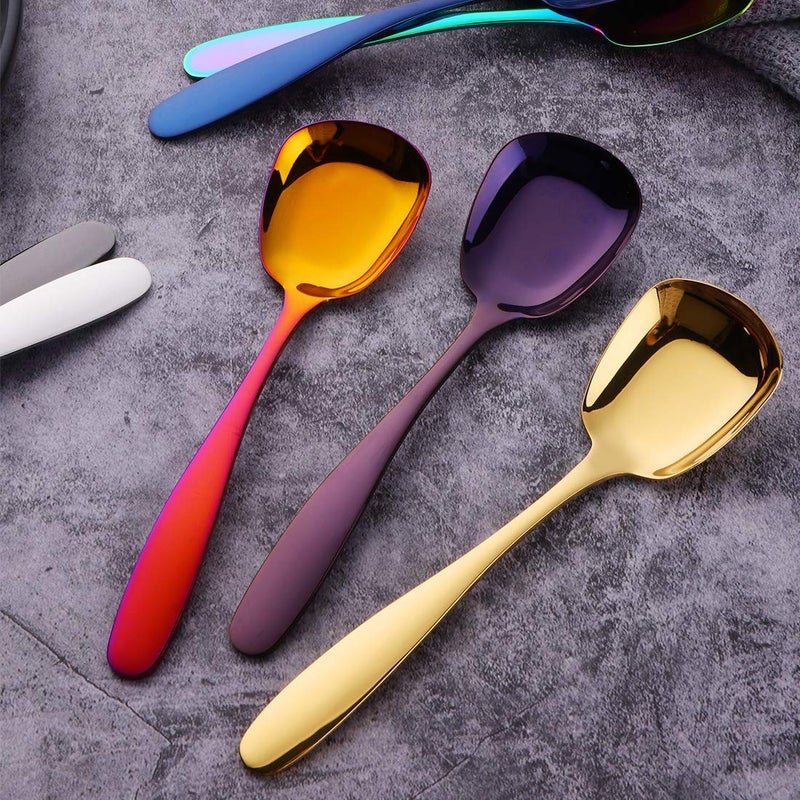 DOBUYOO Stianless Steel Soup Spoon, Table Spoon, Set of 8 (multicolor) - Image 4